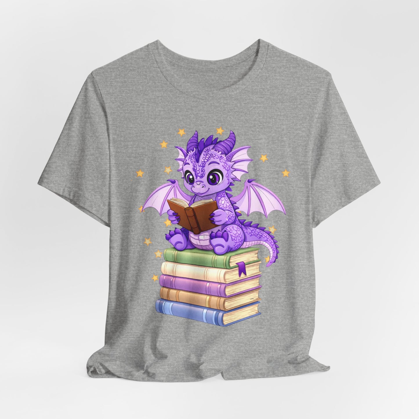 Fate Book Dragon Sitting on Books Graphic Tee
