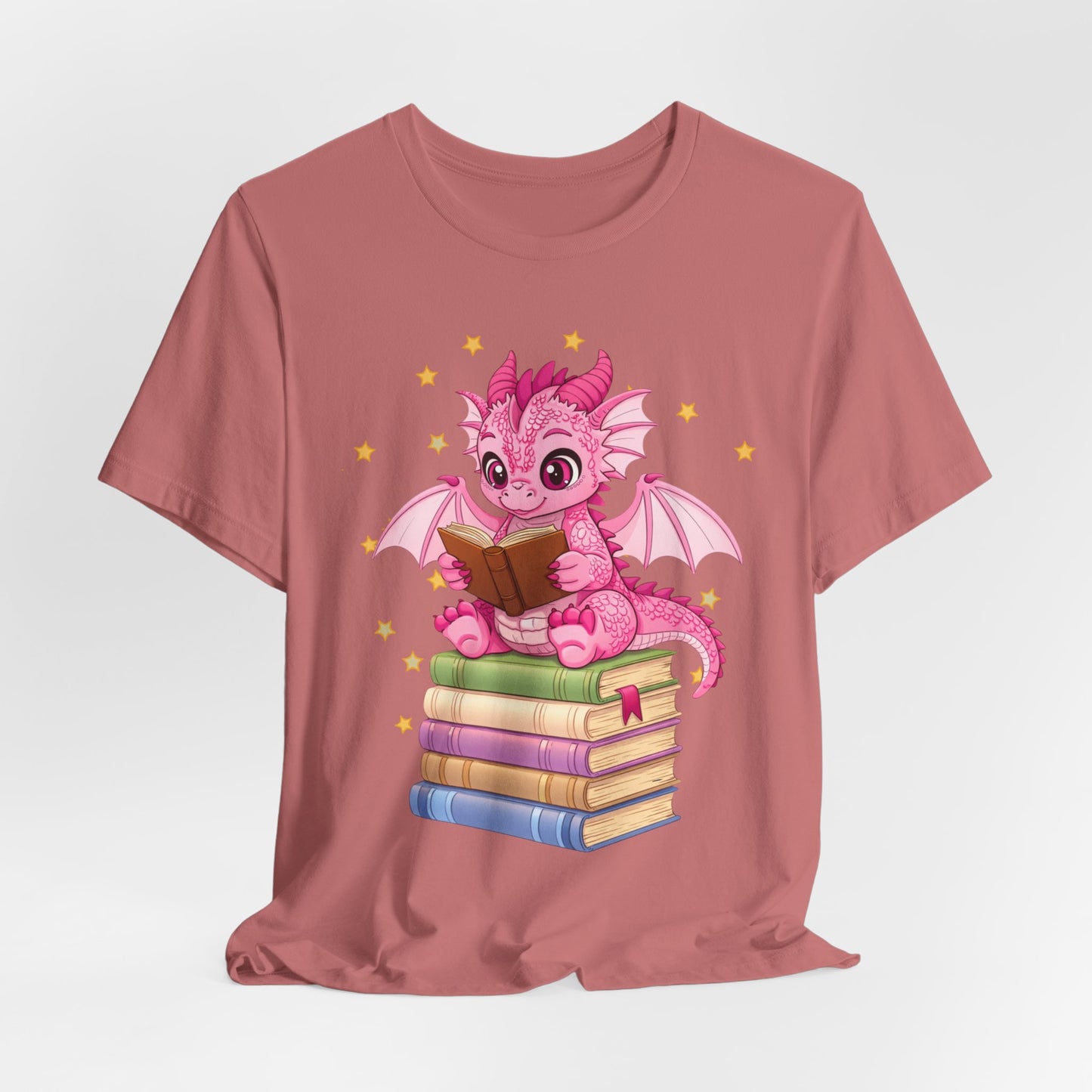 Love Book Dragon Sitting on Books Graphic Tee