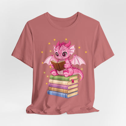Love Book Dragon Sitting on Books Graphic Tee