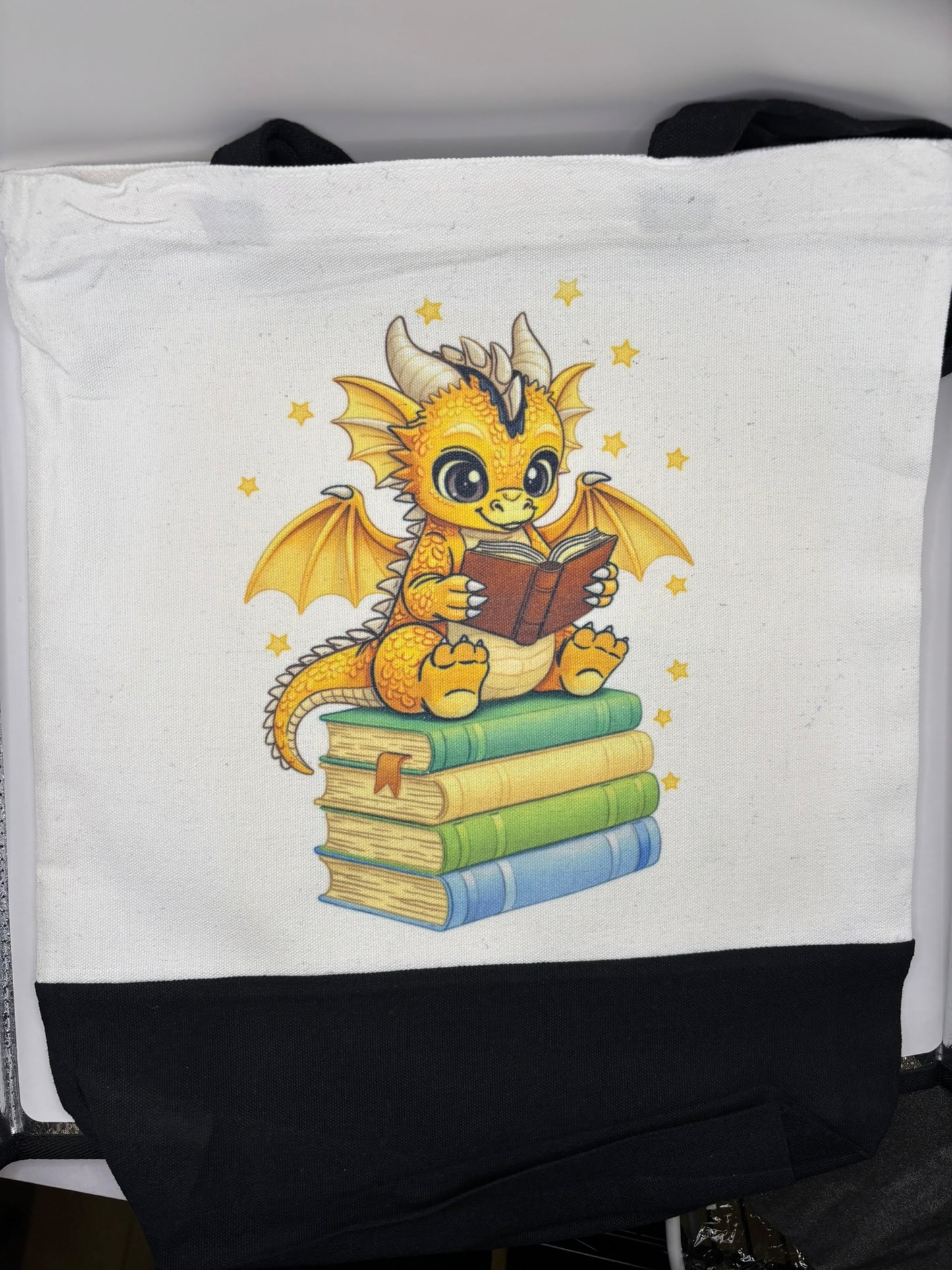 Book Dragon Canvas Totes - multiple options! Black bottom or color tote