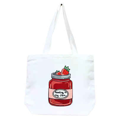 Book Lover Tote Bag – Spacious 18.5" Canvas Bag with Double-Sided Hand-Drawn Design by Author Wendy Owens