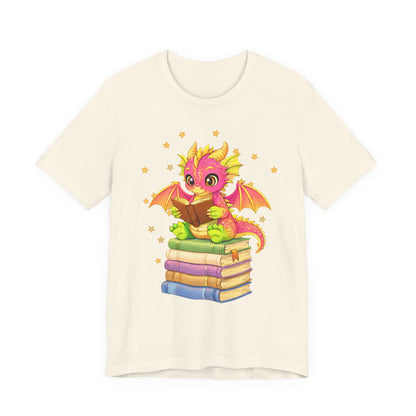 Dragon Rider Book Dragon Sitting on Books Graphic Tee