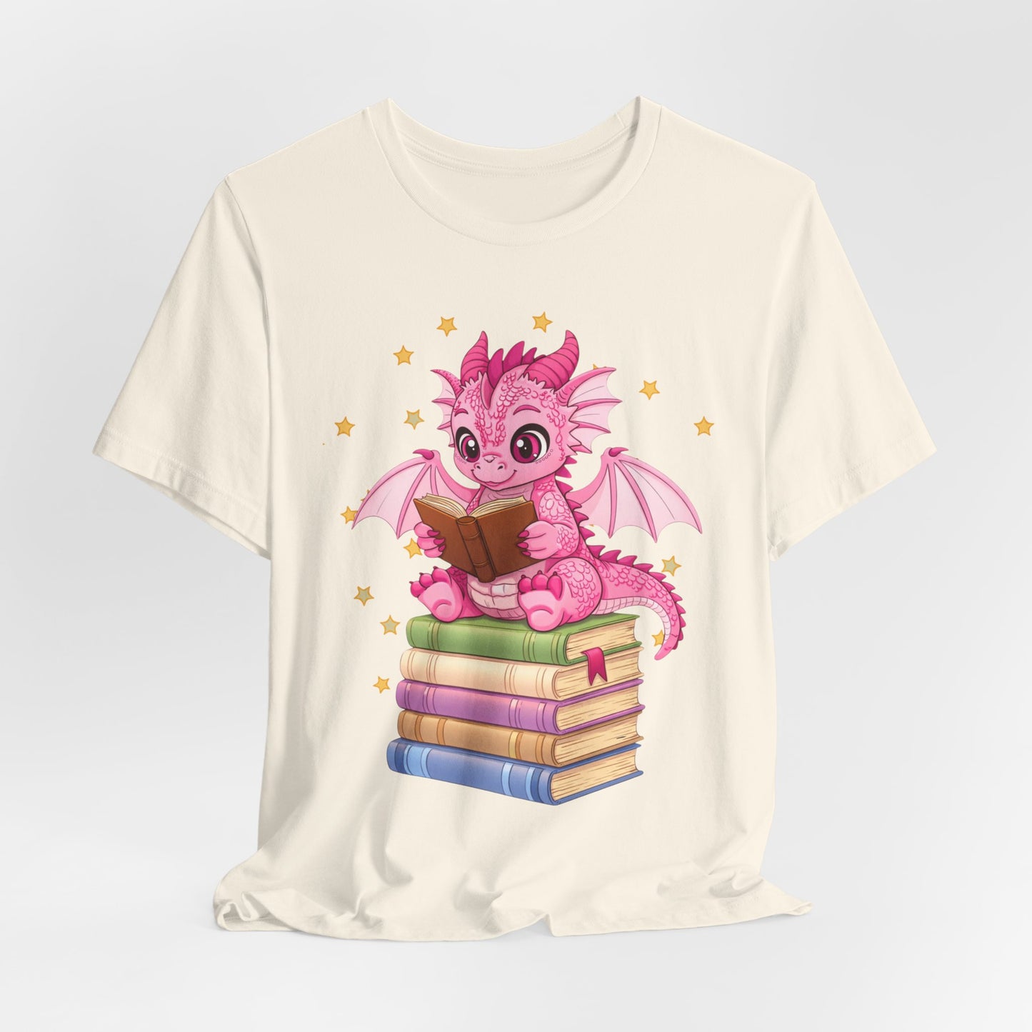 Love Book Dragon Sitting on Books Graphic Tee