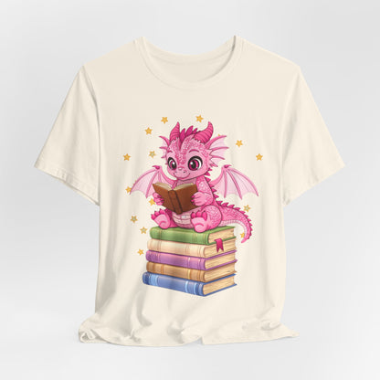 Love Book Dragon Sitting on Books Graphic Tee