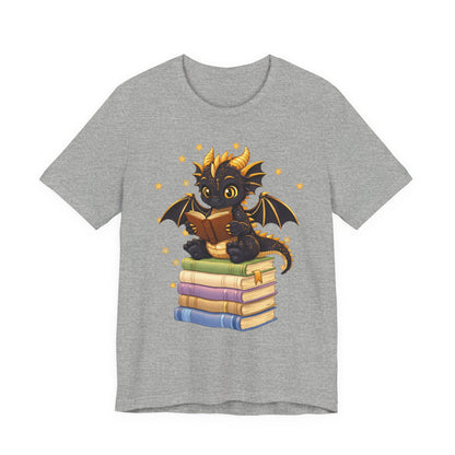 Dragon Rider Book Dragon Sitting on Books Graphic Tee