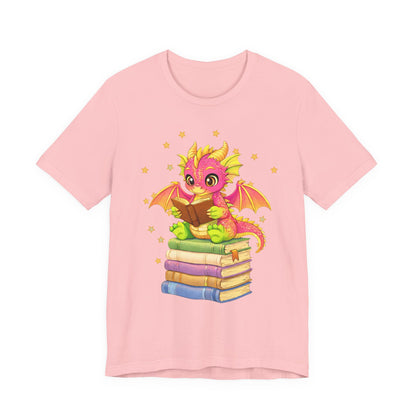 Dragon Rider Book Dragon Sitting on Books Graphic Tee