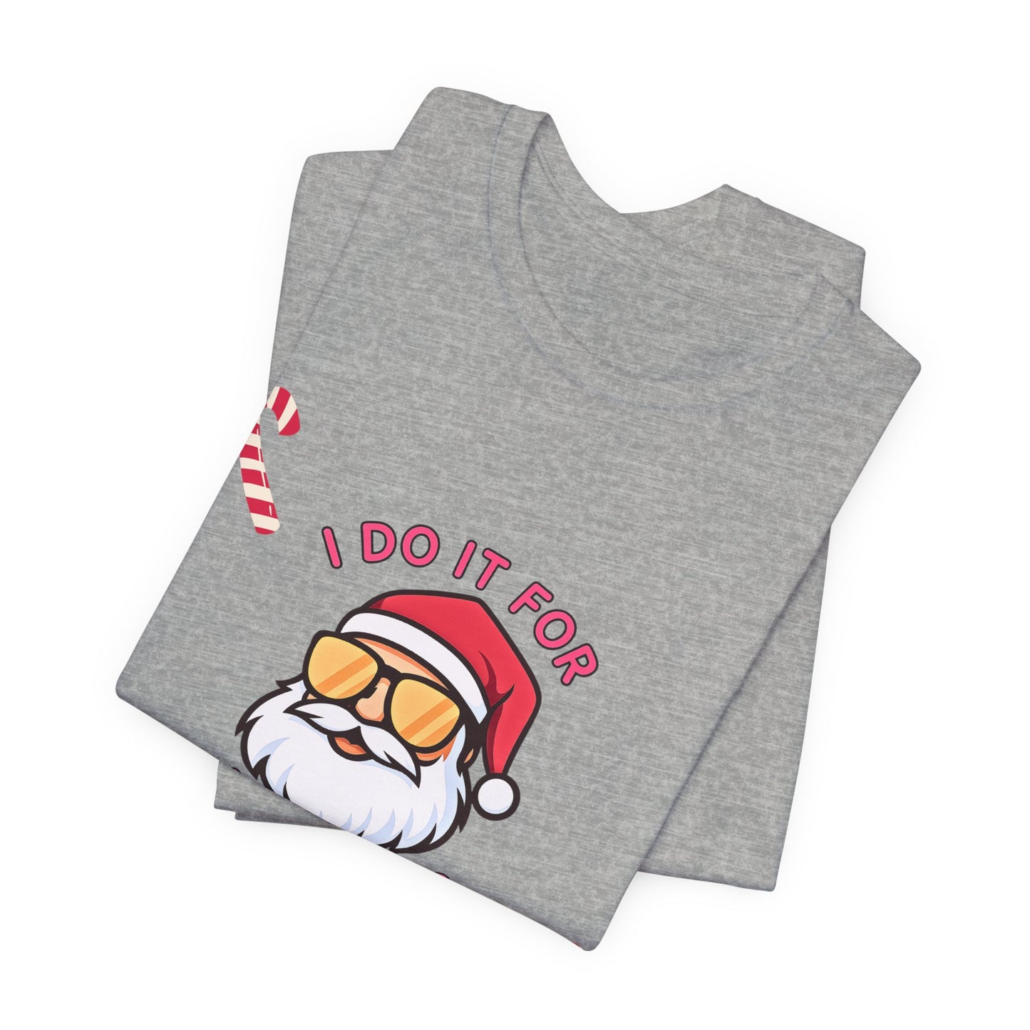 I Do It For The Ho's Santa T-Shirt — Funny Christmas Tee with Sunglasses Santa & Candy Canes