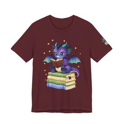 Baddie Book Dragon Sitting on Books Graphic Tee