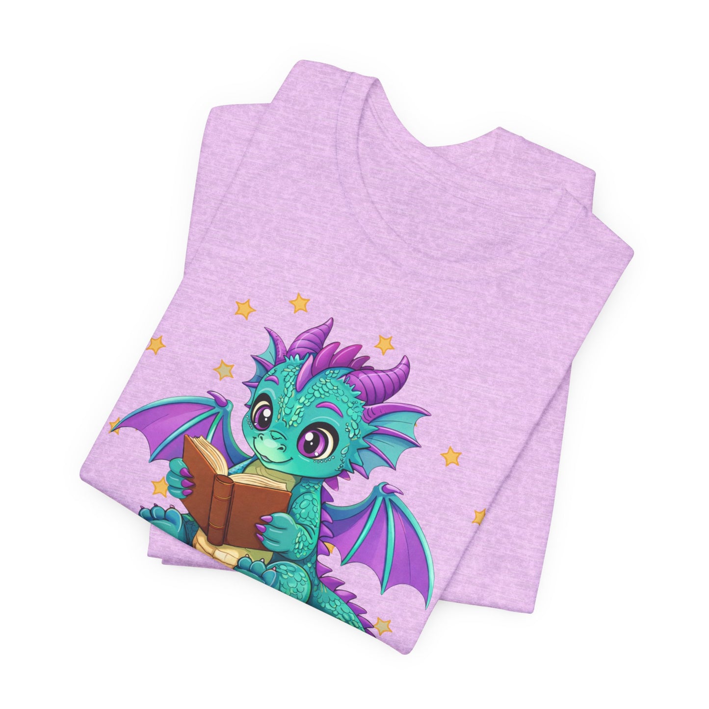 Amethyst Book Dragon Sitting on Books Graphic Tee