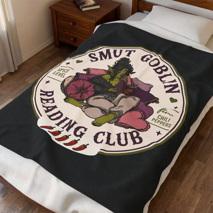Velveteen Plush Blanket — "Smut Goblin Reading Club" Cozy Booklover Throw
