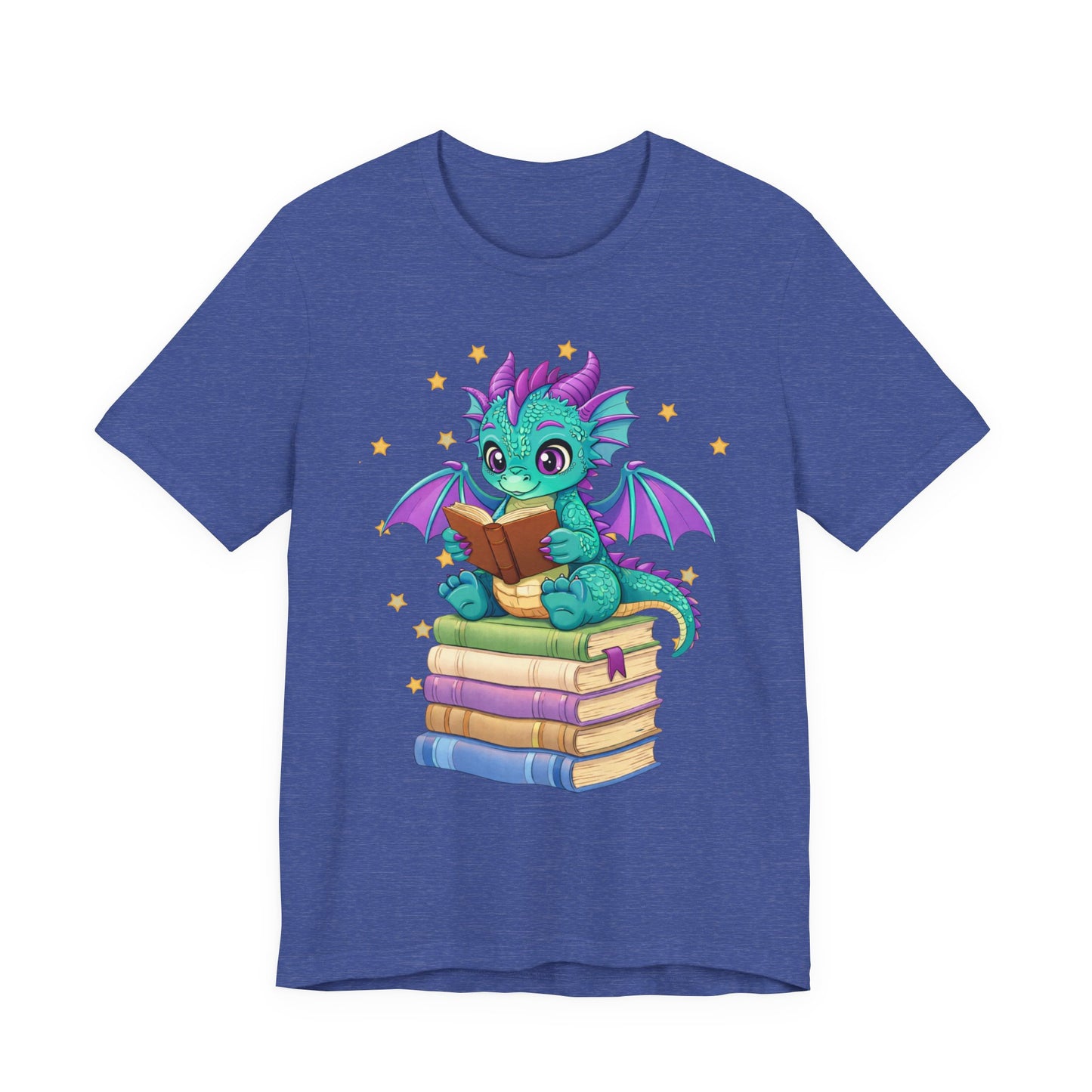 Amethyst Book Dragon Sitting on Books Graphic Tee