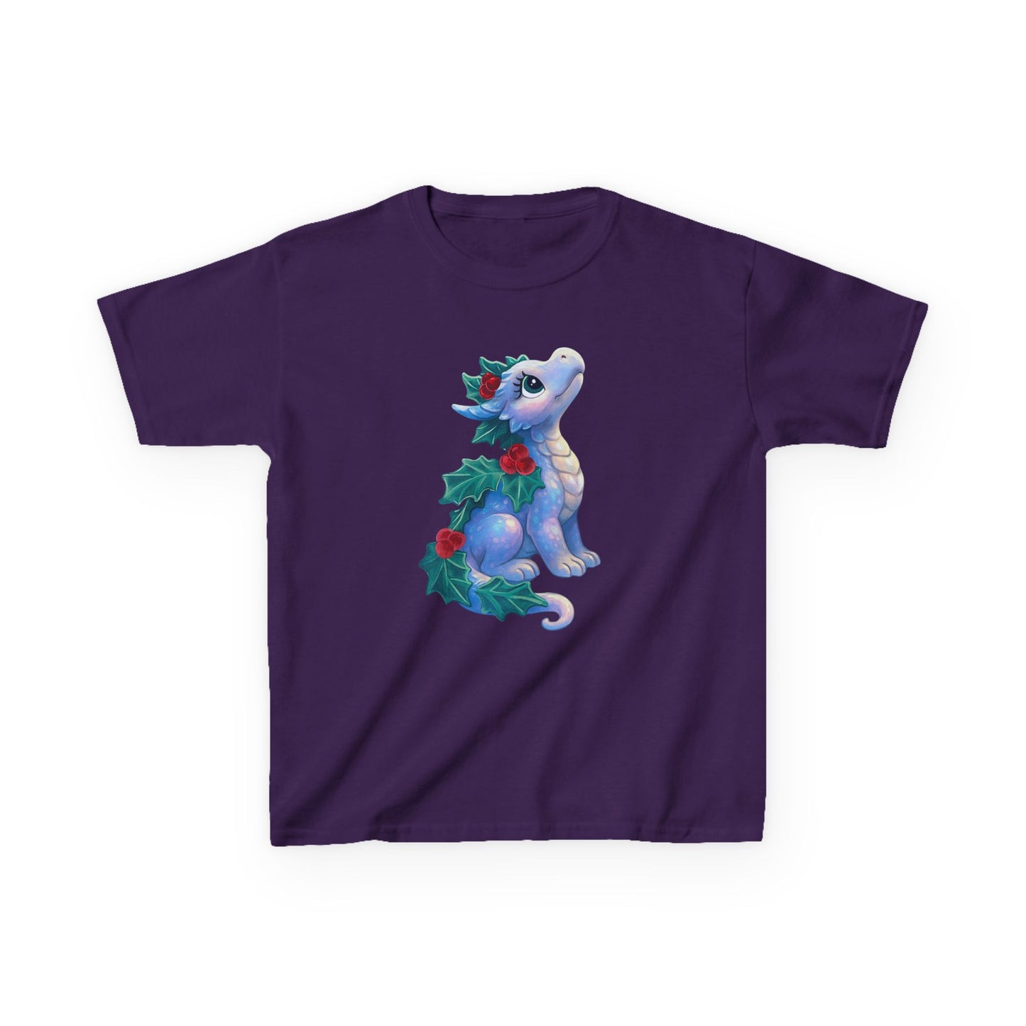 Kids Holiday Dragon Tee — Cute Festive Baby Dragon with Holly