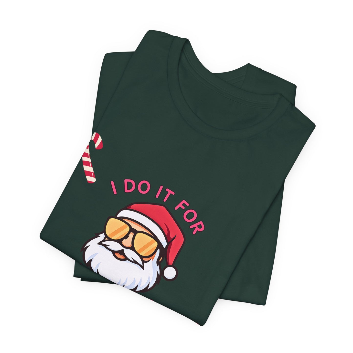 I Do It For The Ho's Santa T-Shirt — Funny Christmas Tee with Sunglasses Santa & Candy Canes