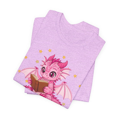 Love Book Dragon Sitting on Books Graphic Tee