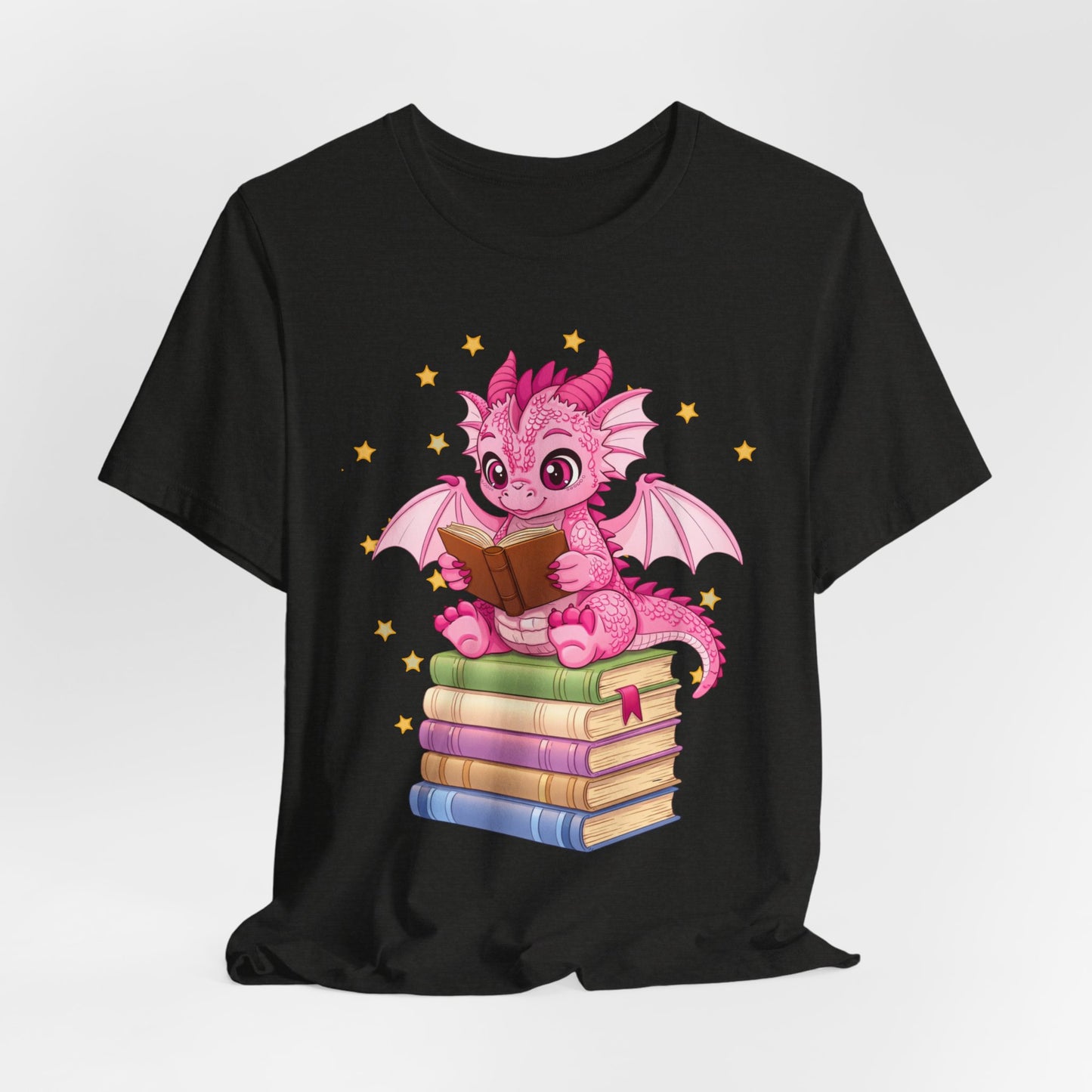 Love Book Dragon Sitting on Books Graphic Tee
