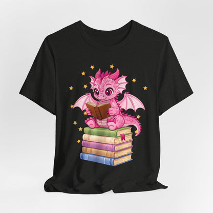 Love Book Dragon Sitting on Books Graphic Tee