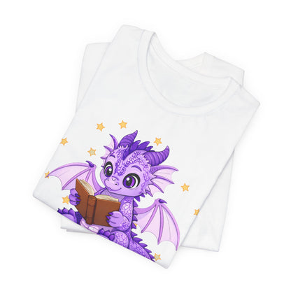 Fate Book Dragon Sitting on Books Graphic Tee