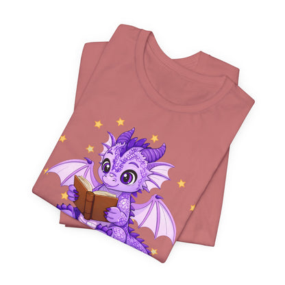 Fate Book Dragon Sitting on Books Graphic Tee