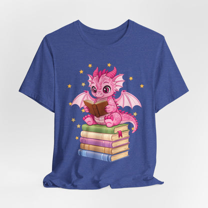 Love Book Dragon Sitting on Books Graphic Tee