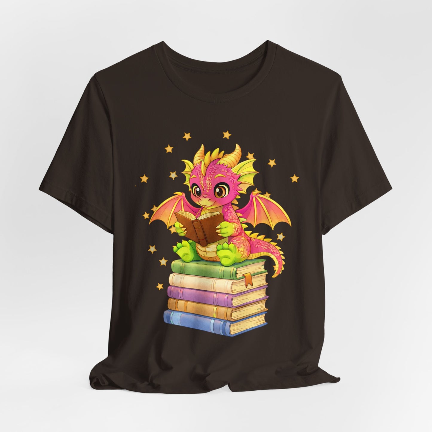 Dragon Rider Book Dragon Sitting on Books Graphic Tee