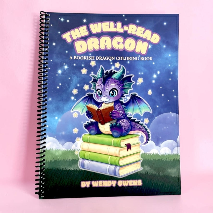 The Well-Read Dragon, A Coloring Book for Book Lovers & Dragon Lovers Alike