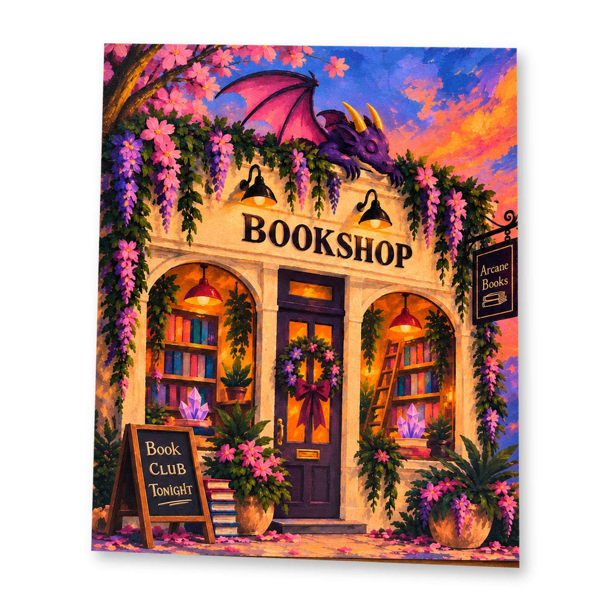 Arcane Bookshop Dragon 8x10 matte paper art print on white background