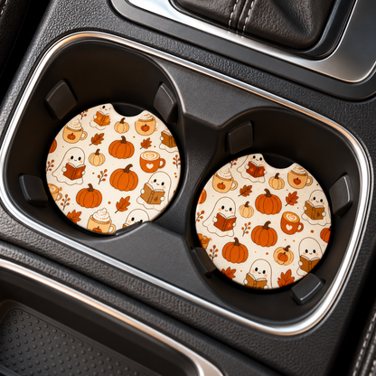 Bookish Ceramic Car Coasters – Set of 2 | Cute Car Cup Holder Accessories