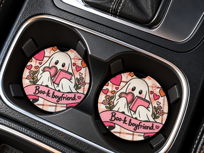 Bookish Ceramic Car Coasters – Set of 2 | Cute Car Cup Holder Accessories