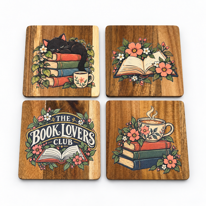 Bookish Art Coaster Set of 4 | With Unique Original Bookish Art