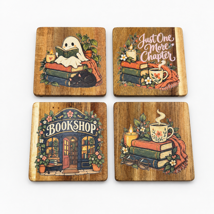 Bookish Art Coaster Set of 4 | With Unique Original Bookish Art