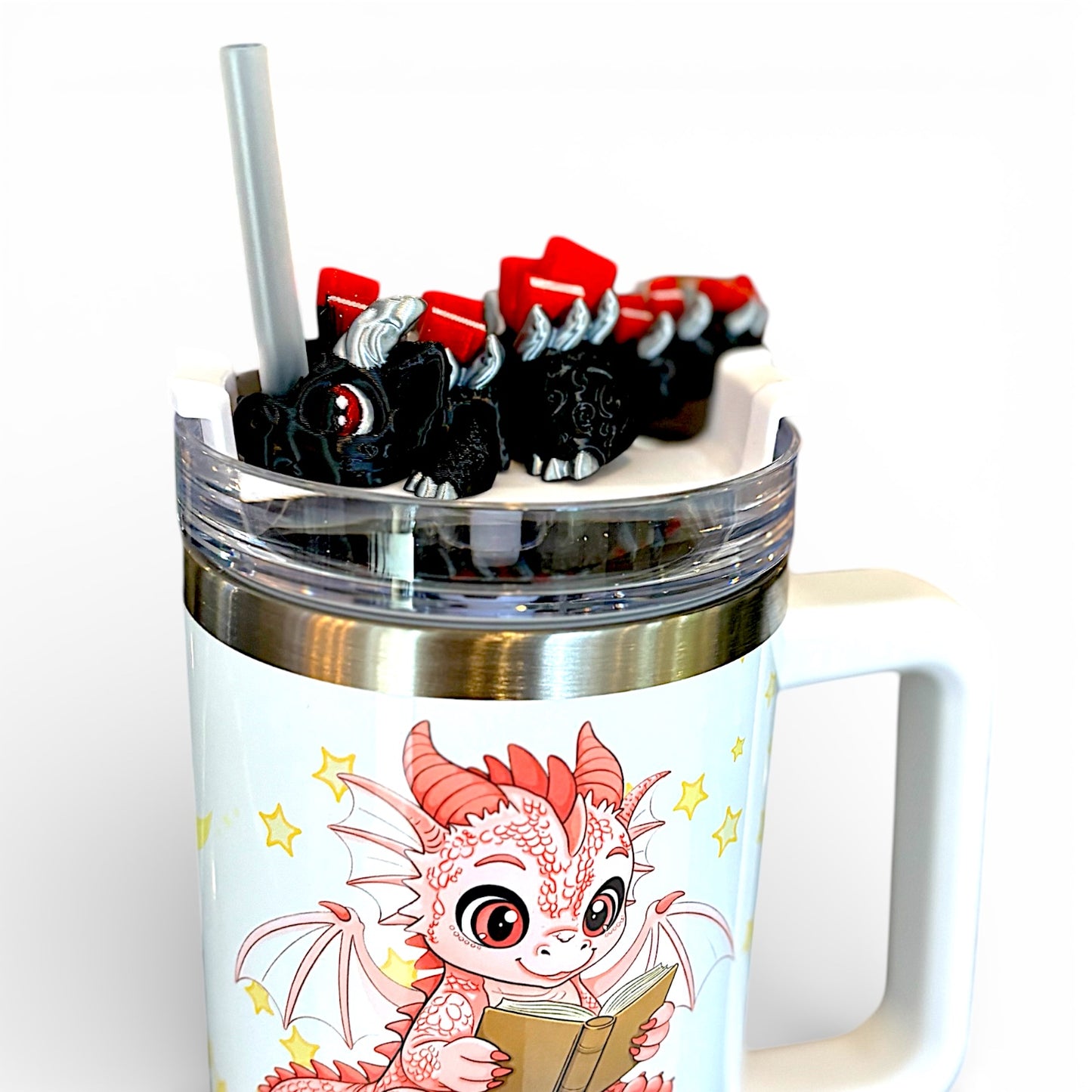 Book Dragons Articulated 3D Printed Sip Sidekicks for Tumblers