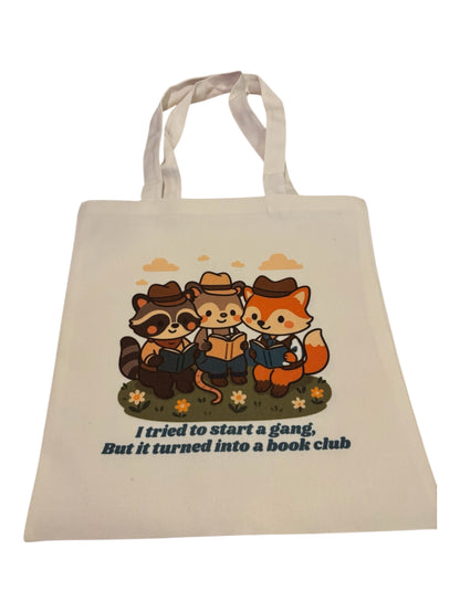 Small canvas Tote featuring double sided original print of a Wendy Owens Design