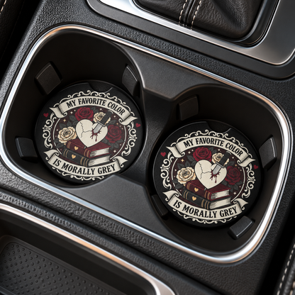 Bookish Ceramic Car Coasters – Set of 2 | Cute Car Cup Holder Accessories