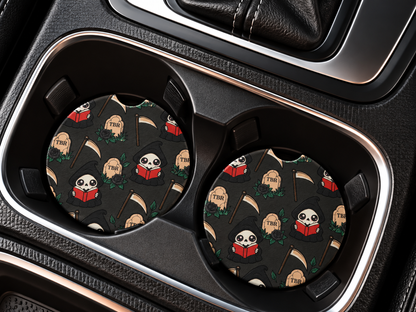 Bookish Ceramic Car Coasters – Set of 2 | Cute Car Cup Holder Accessories