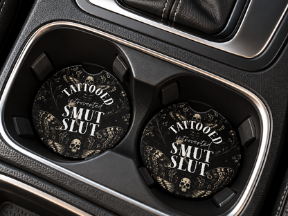 Bookish Ceramic Car Coasters – Set of 2 | Cute Car Cup Holder Accessories