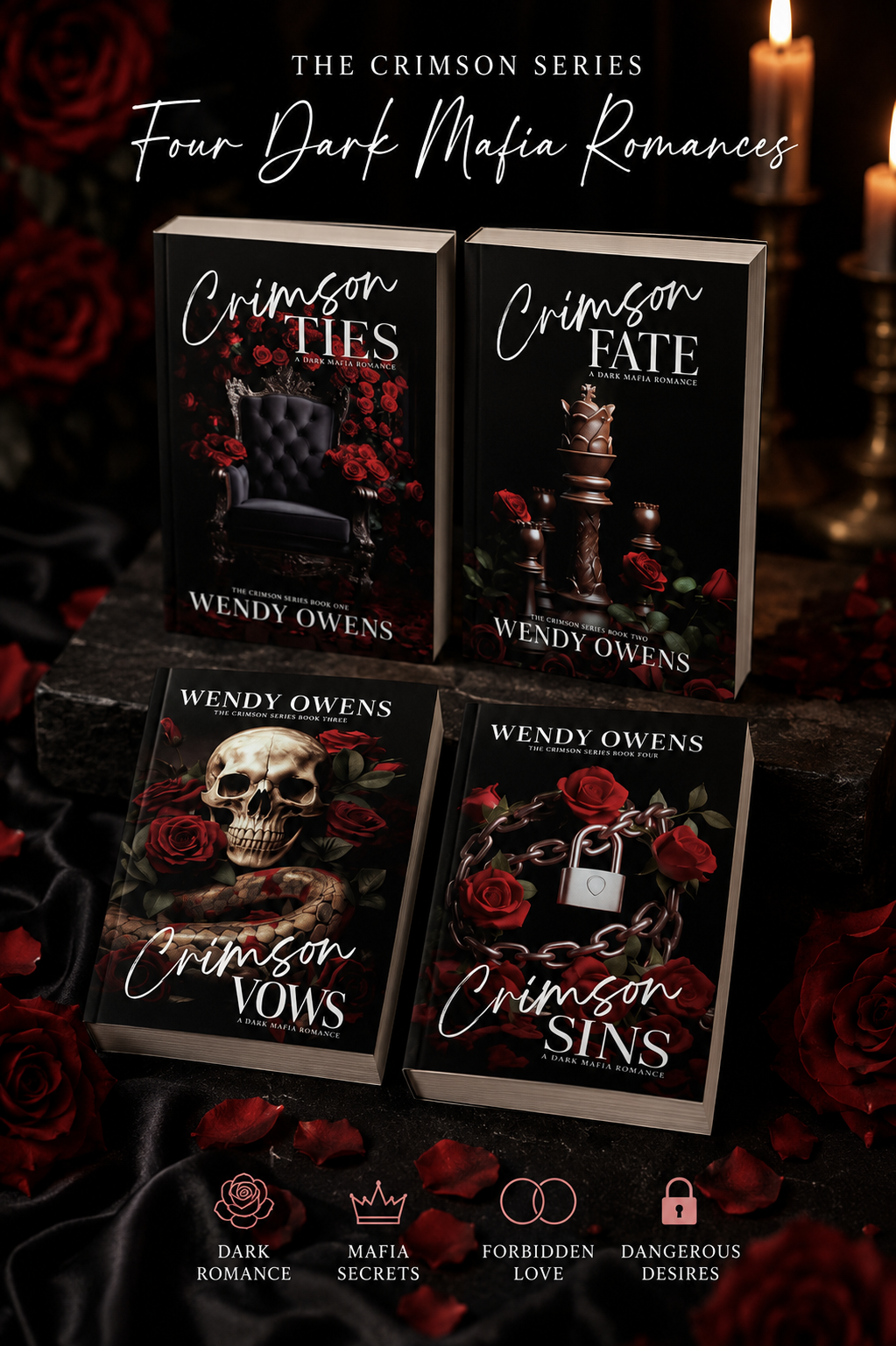 Crimson Series – 4 Book Spicy Mafia Romance Set | Signed Paperback Dark Romance Collection by USA Today Bestselling Author Wendy Owens