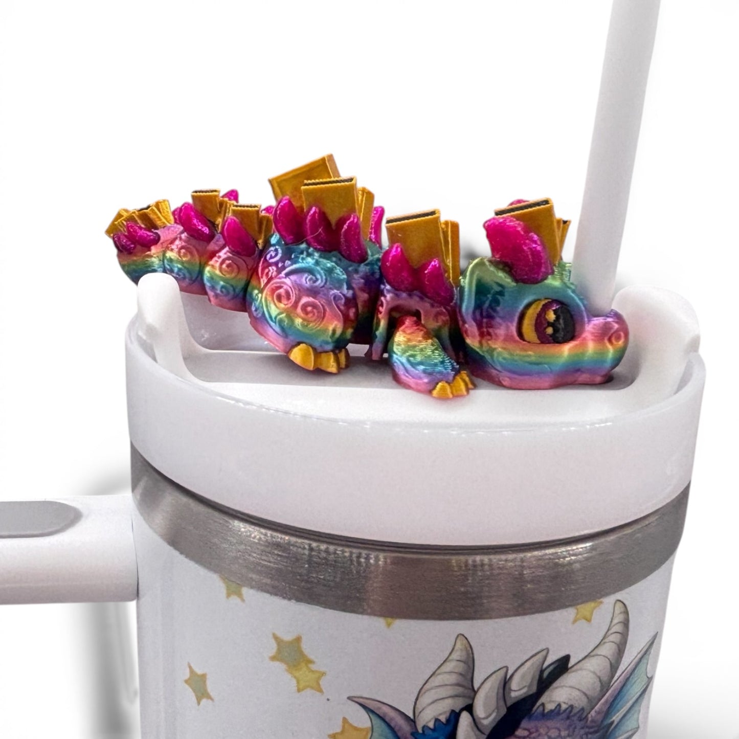 Book Dragons Articulated 3D Printed Sip Sidekicks for Tumblers