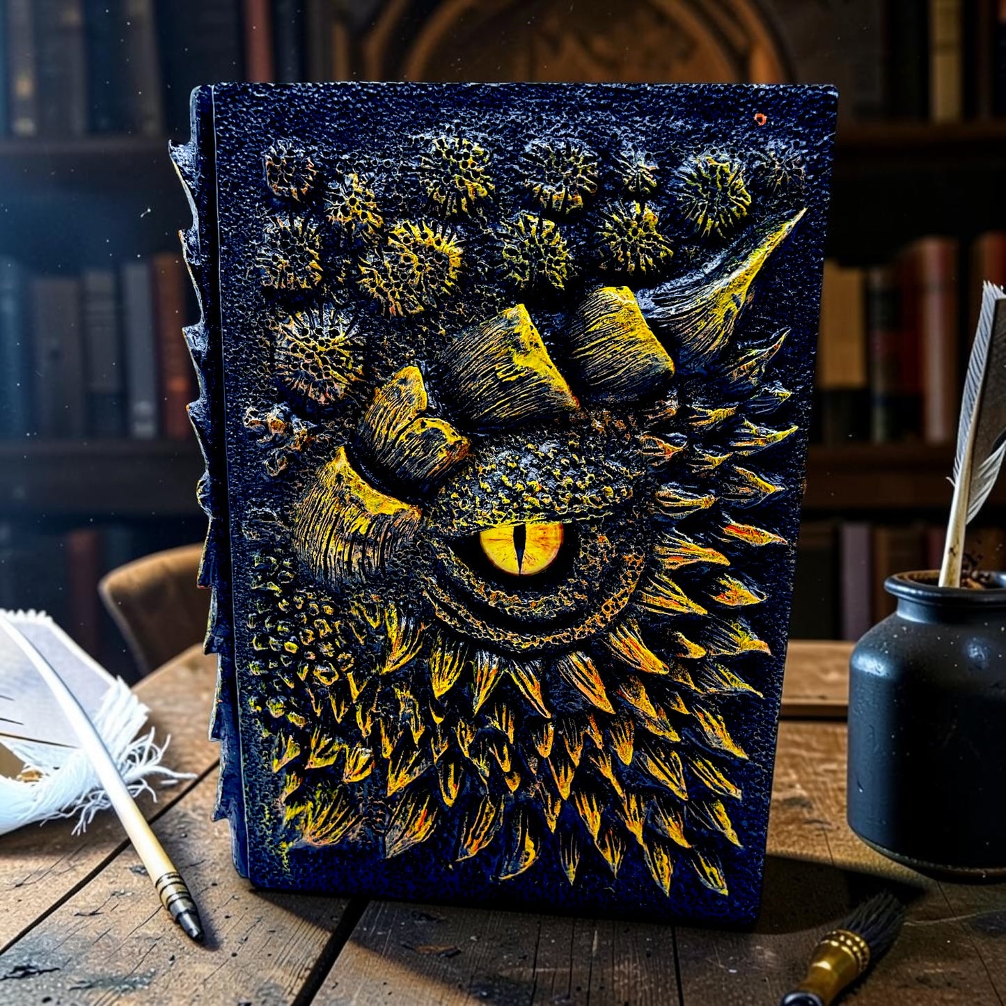 3D Embossed Dragon'S Eye Hard Cover Notebook, A5 Size Replaceable Inner Core Hardcover notebook, Resin covered Notebook with Blank Paper 120 Sheets