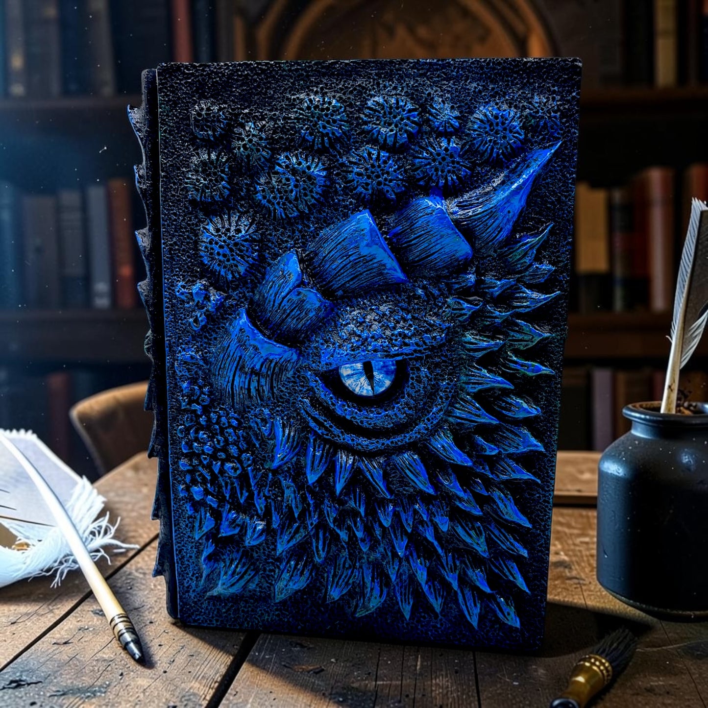 3D Embossed Dragon'S Eye Hard Cover Notebook, A5 Size Replaceable Inner Core Hardcover notebook, Resin covered Notebook with Blank Paper 120 Sheets