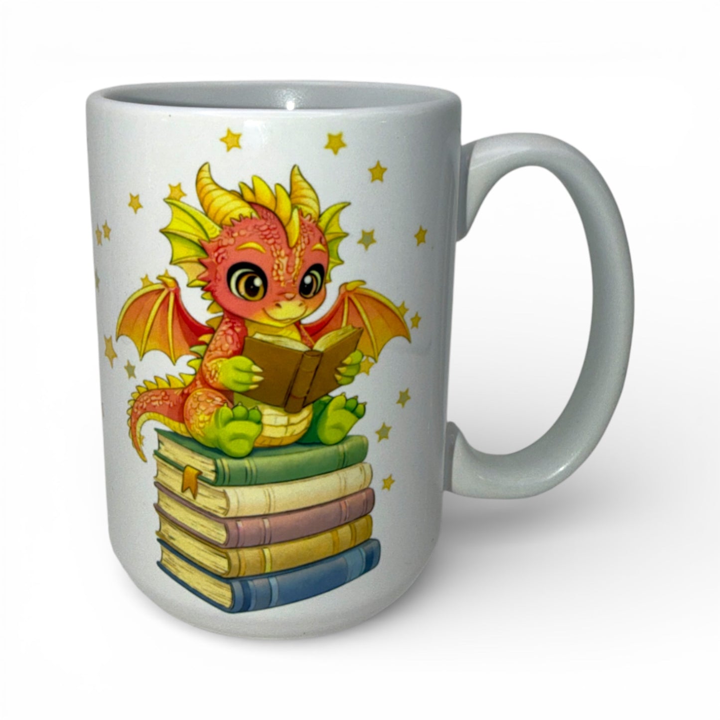 15 oz Bookish DRAGON Ceramic Mugs — Original Designs by Author & Artist Wendy Owens