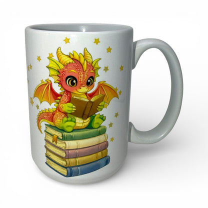 15 oz Bookish DRAGON Ceramic Mugs — Original Designs by Author & Artist Wendy Owens