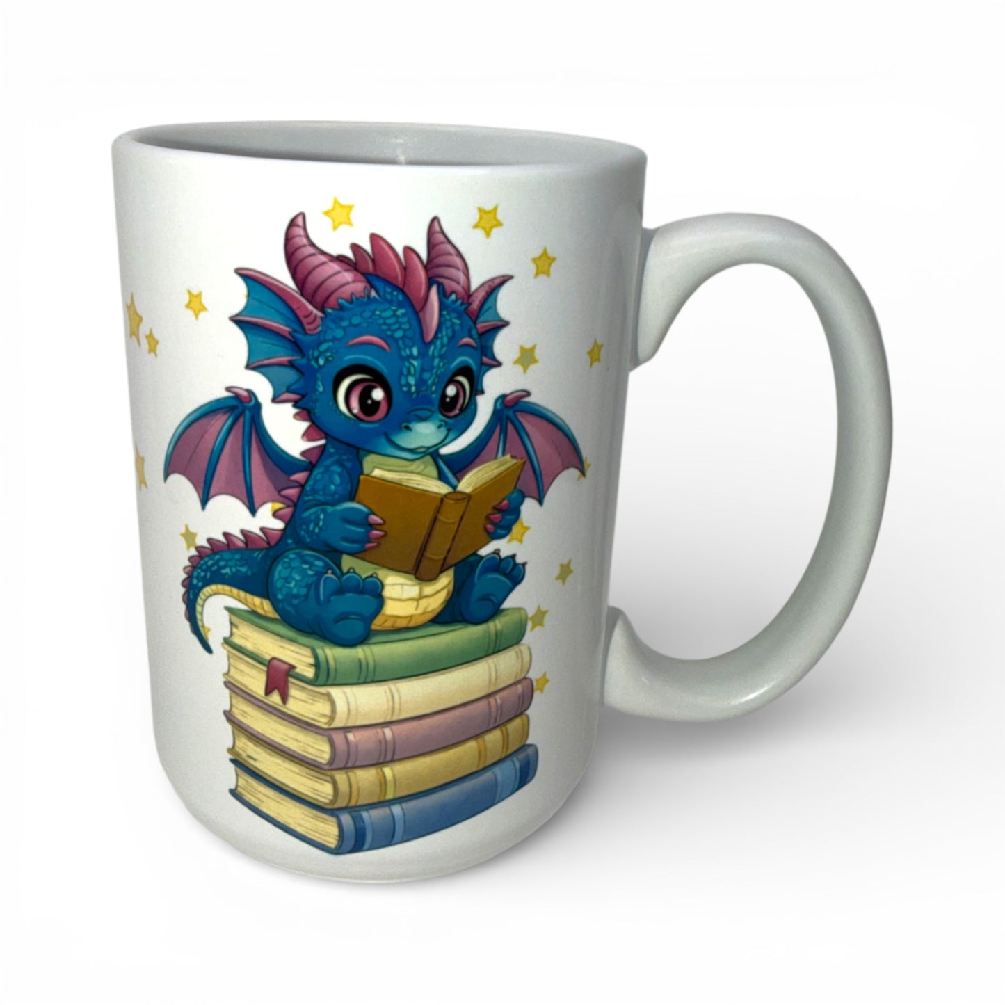 15 oz Bookish DRAGON Ceramic Mugs — Original Designs by Author & Artist Wendy Owens
