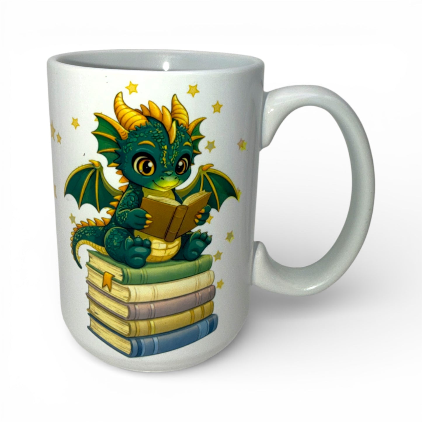 15 oz Bookish DRAGON Ceramic Mugs — Original Designs by Author & Artist Wendy Owens