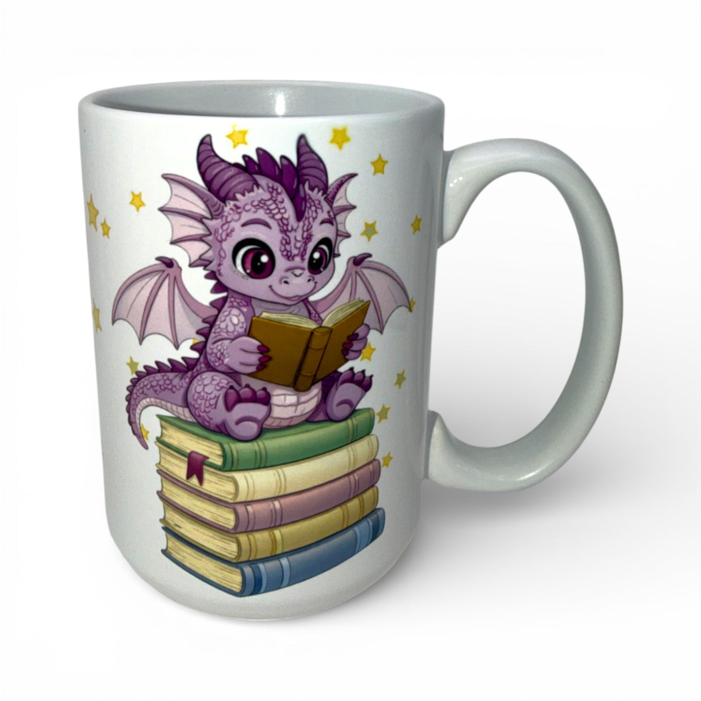 15 oz Bookish DRAGON Ceramic Mugs — Original Designs by Author & Artist Wendy Owens