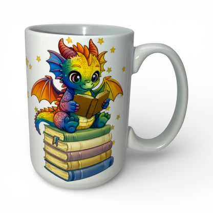 15 oz Bookish DRAGON Ceramic Mugs — Original Designs by Author & Artist Wendy Owens