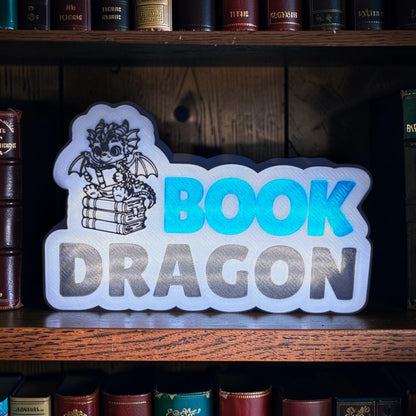 Book Dragon LED light box with white lights and push button power cord