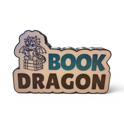 Book Dragon LED light box with white lights and push button power cord