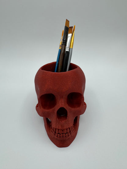 Skull pen, pencil, makeup brush holder