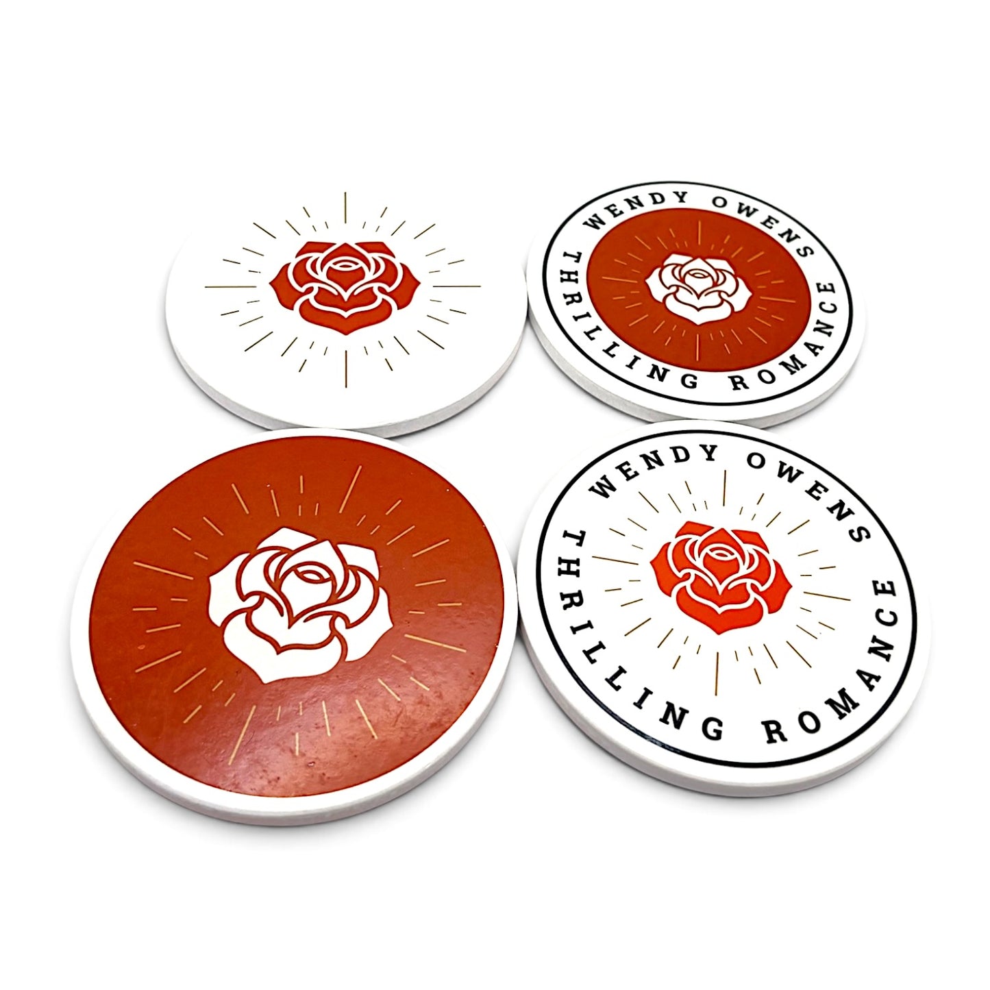 Wendy Owens Books Coaster Set with holder