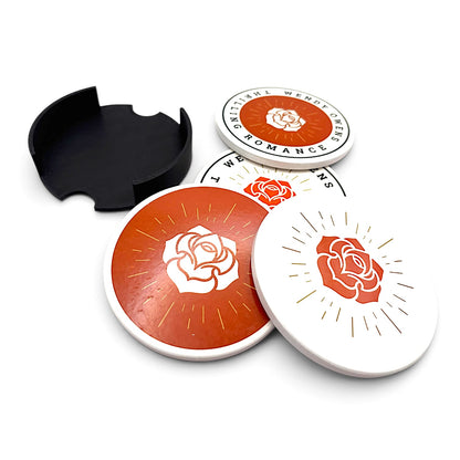 Wendy Owens Books Coaster Set with holder